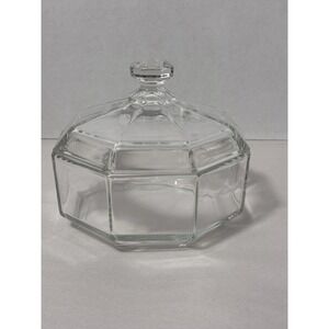 Glass Arcoroc France Octime Trinket Candy Dish Bowl With Lid  4-1/2", Elegant